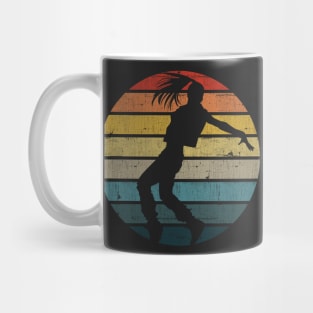 Breakdance Dancer Silhouette On A Distressed Retro Sunset graphic Mug